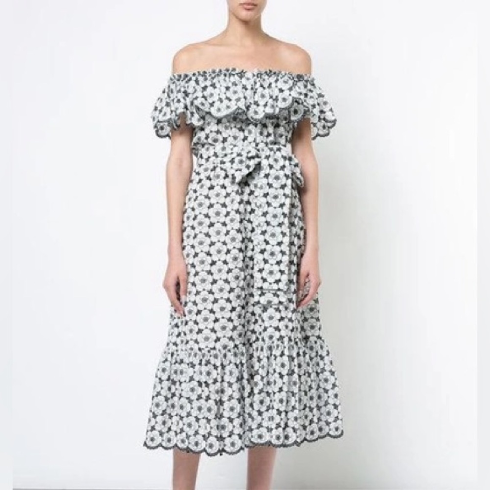Lisa Marie Fernandez Mira off-the-shoulder broderie anglaise cotton midi dress